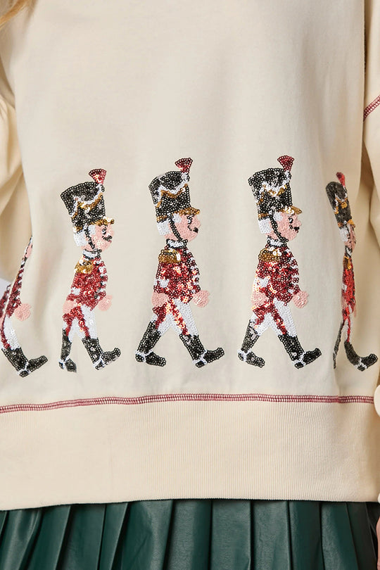 Christmas Soldier Sequined Long Sleeve Sweatshirt