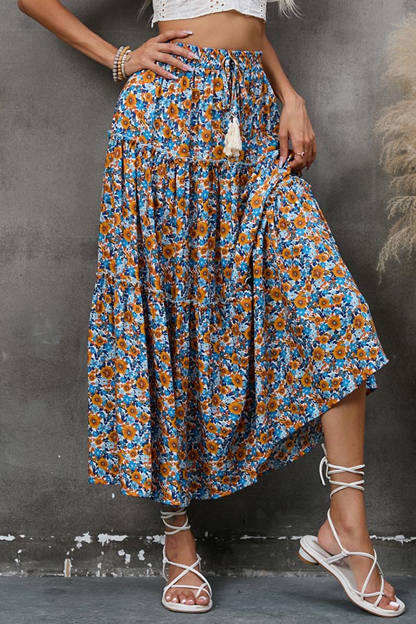 Fungus Lace Stitching Layered Skirt Tassel Seaside Holiday Beach Skirt
