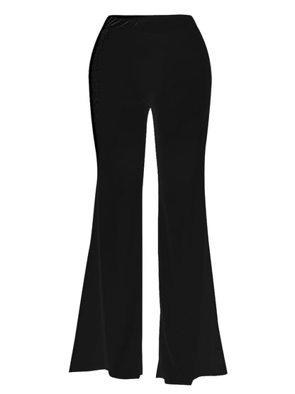 High Waist Flared Stretchy Pants ��s Color Full Length Trousers Home Style
