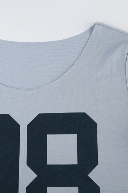 Loose Number Print Off Shoulder Crew T-shirt