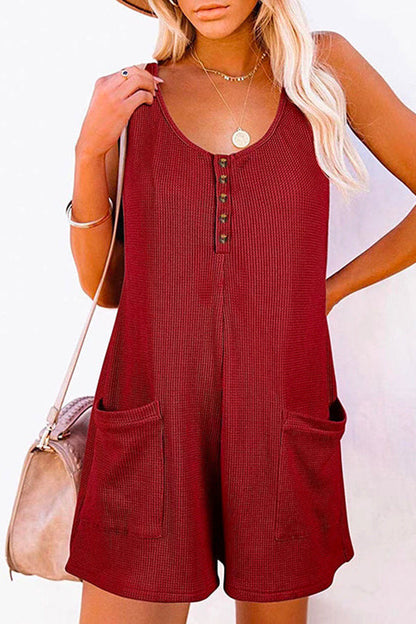 Scoop Neck Pockets Tank Romper