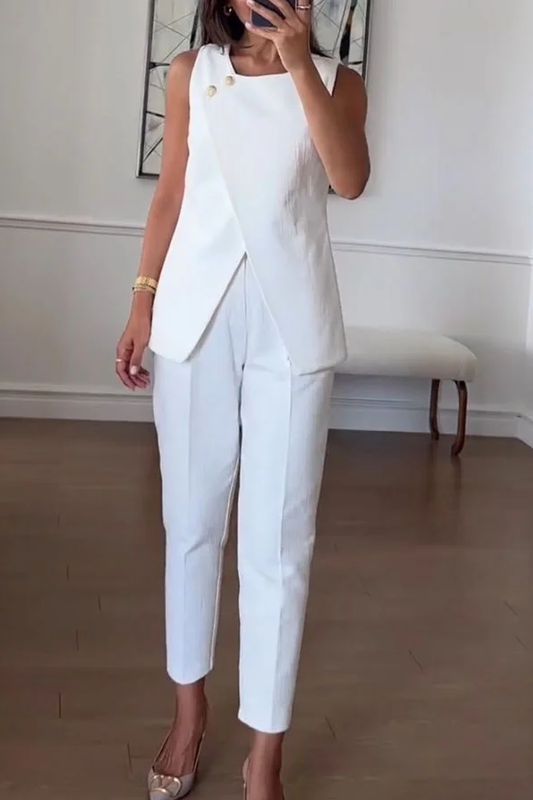 Commuter Irregular Vest & Pants Two-piece Set