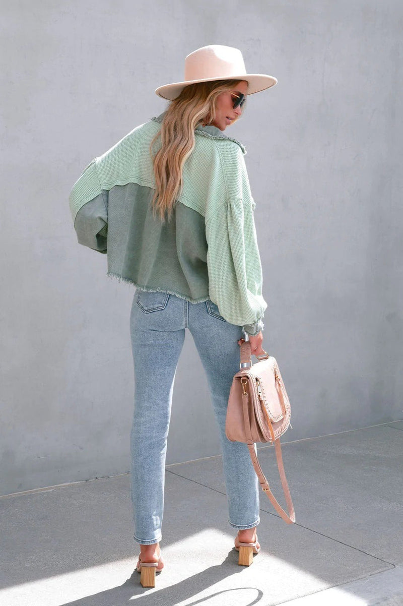 Brushed Waffle Long Sleeve Coat