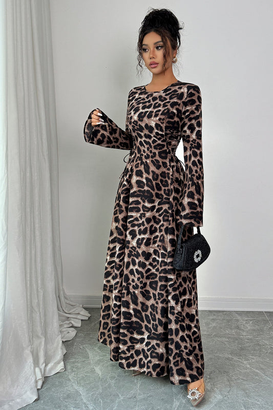 Leopard Long Sleeve Maxi Dress