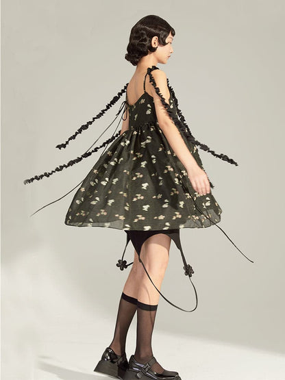 Princess Lace Jacquard Dress With Delicate Straps
