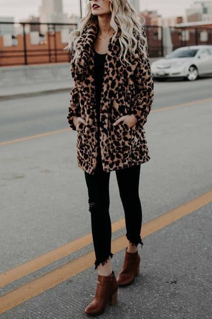 Lapel Leopard Coat