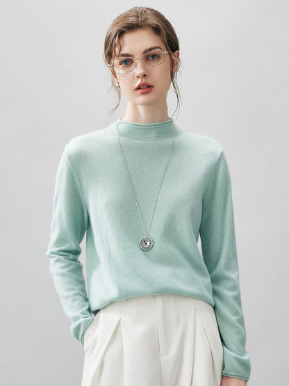 100% Cashmere Round Neck Knit Sweater