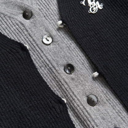 Black Hollow Out Knit Cardigan - 2-piece Design