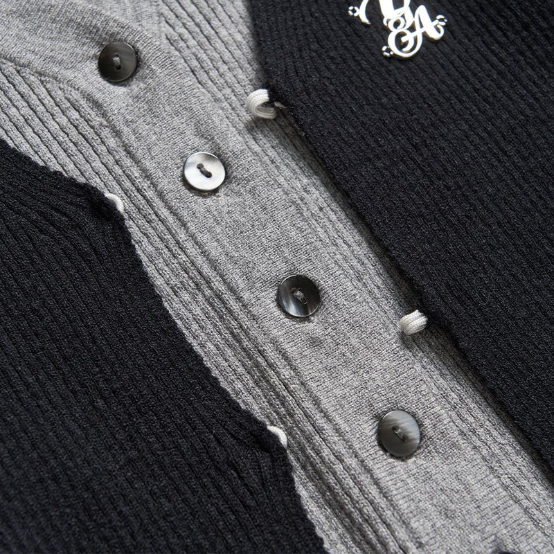 Black Hollow Out Knit Cardigan - 2-piece Design