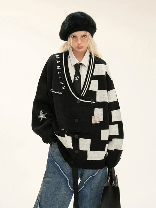 Original Design Garbled Sweater Cardigan Top
