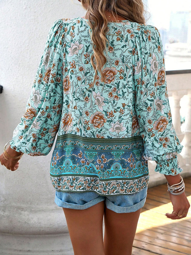 Ruffle V-neck Blouse