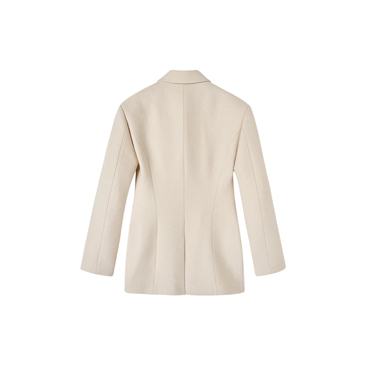 Cream Woolen Double-breasted Coat