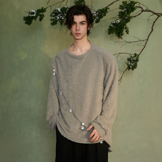 Crystal Tassel Plush Sweater