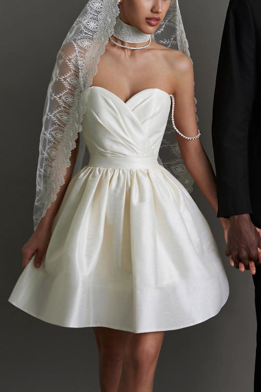 Sweet High-waist Ruched Fluffy Mini Dress