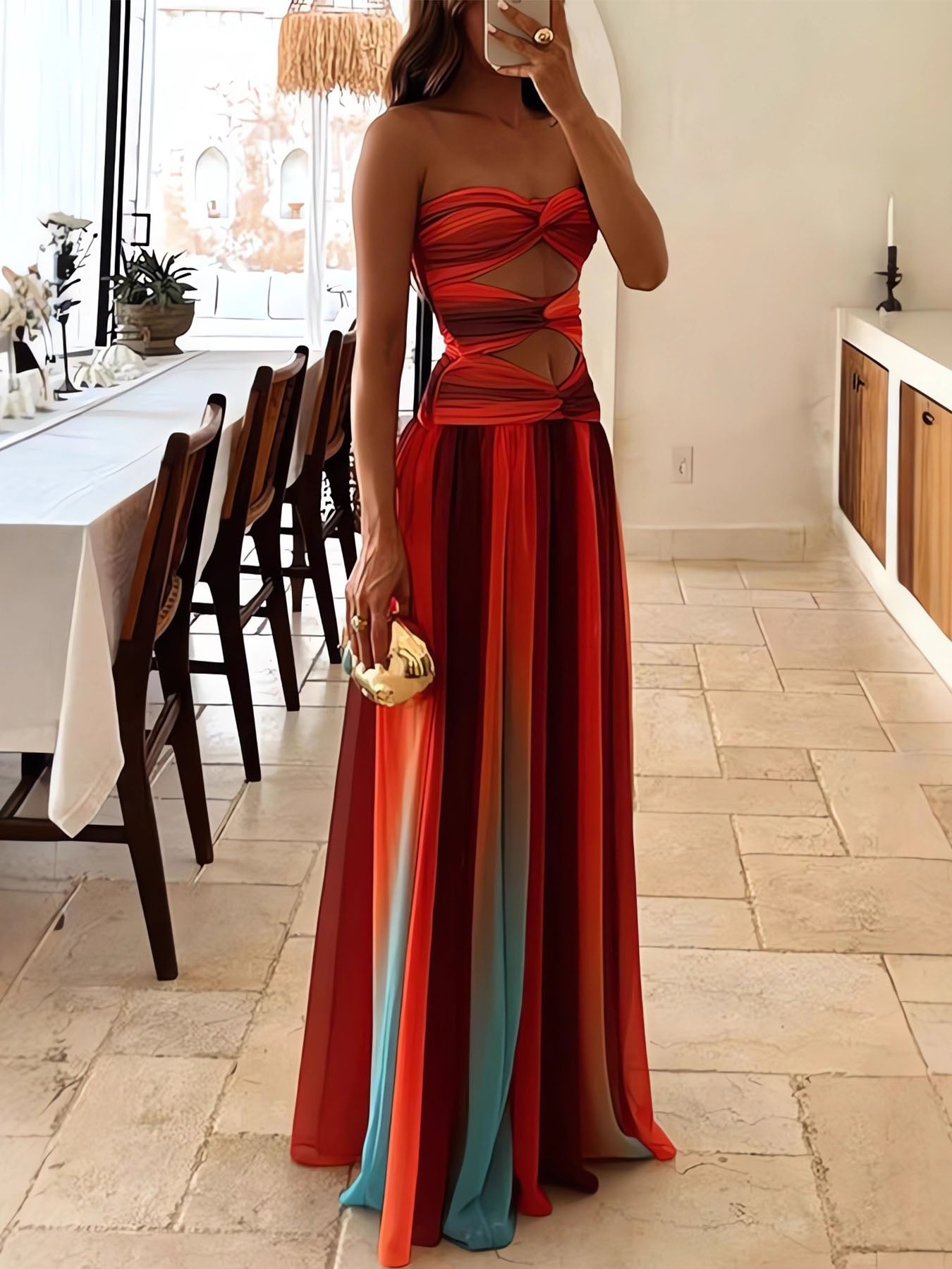 Chiffon Irregular Maxi Dress
