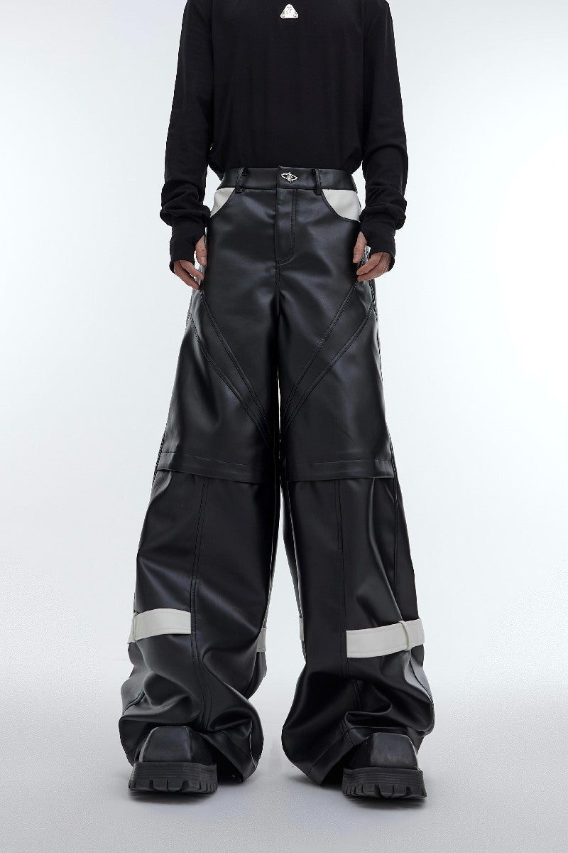 Strap Detail Vegan Leather Pants