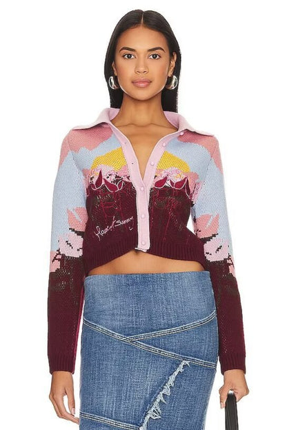Michelle Jacquard Knit Cardigan
