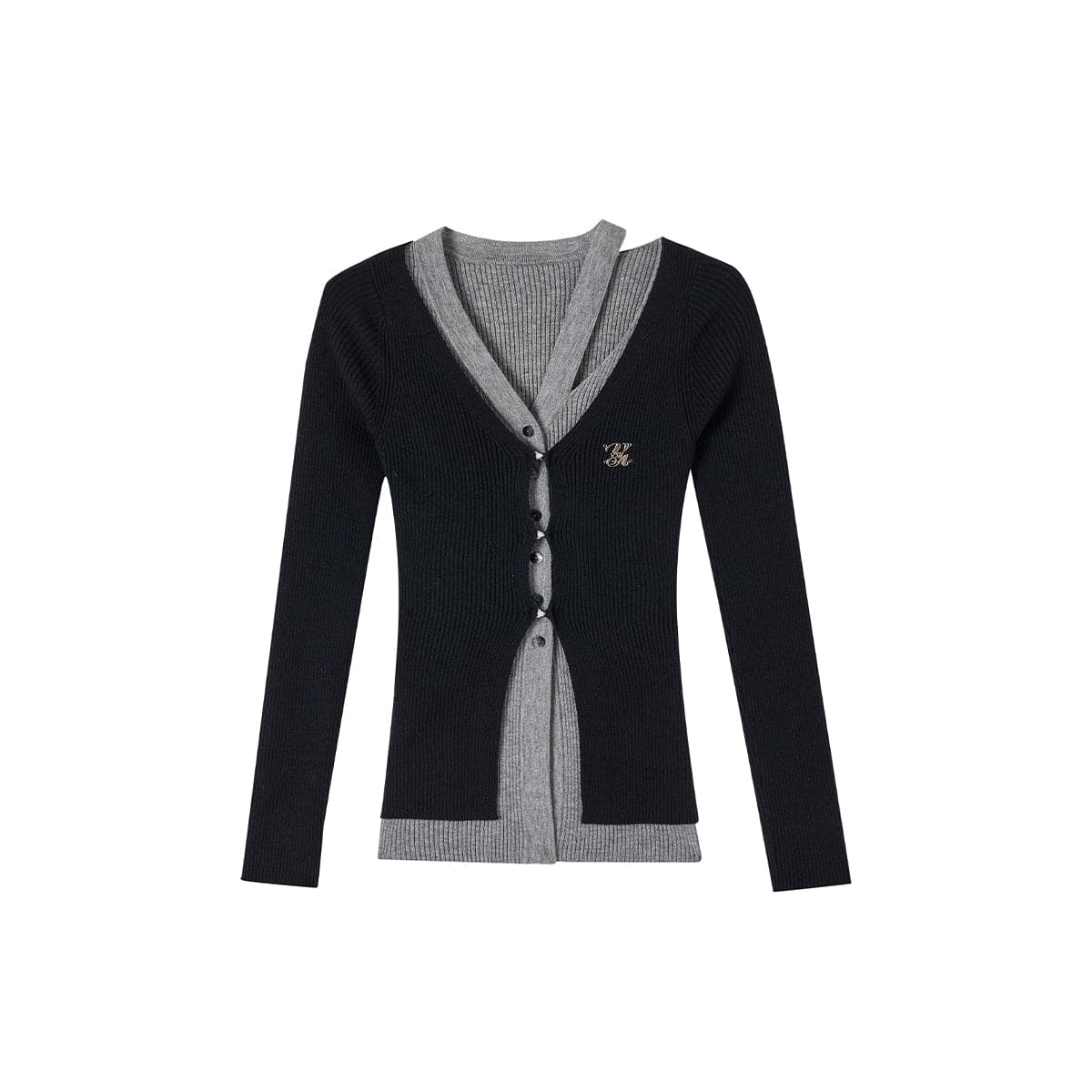 Black Knit Long Cardigan With Hollow Out Design