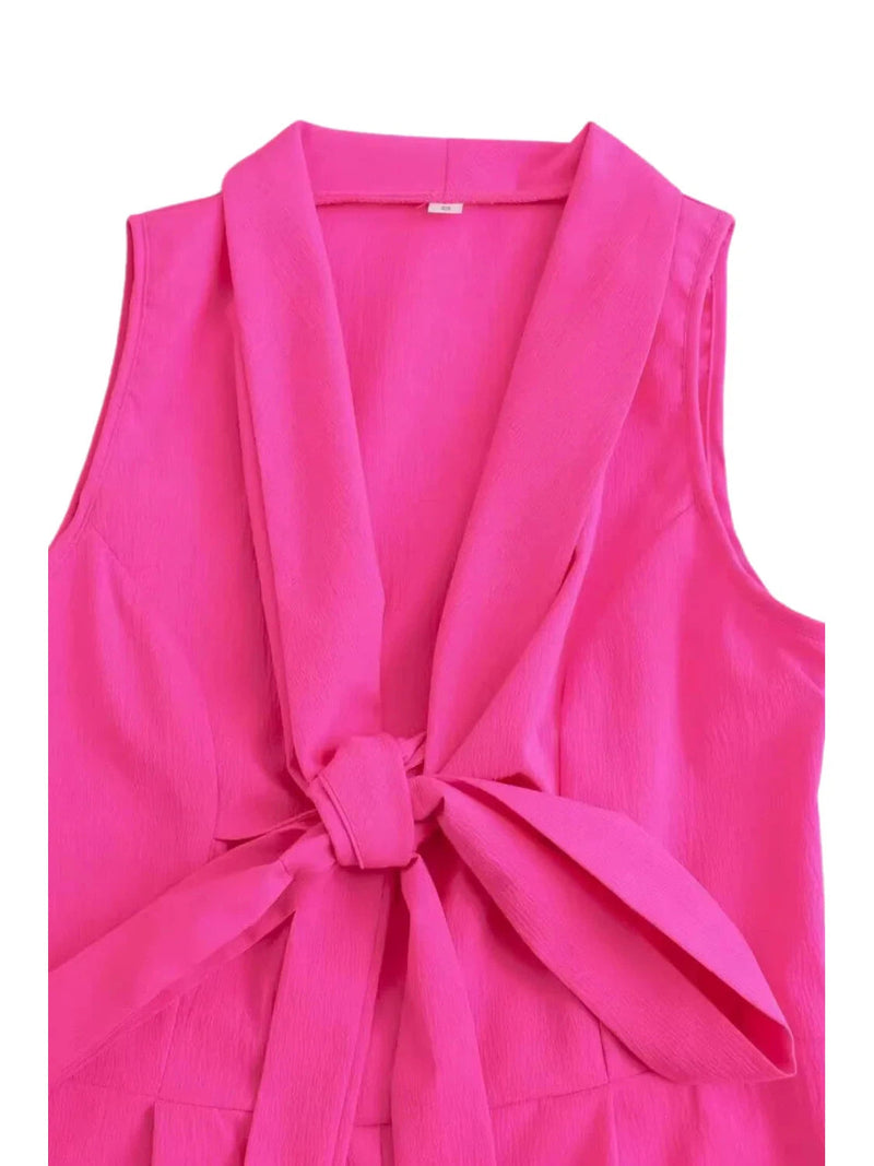 Pink Sleeveless Knotted Jumpsuit