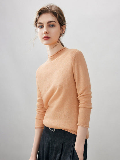 100% Cashmere Round Neck Knit Sweater