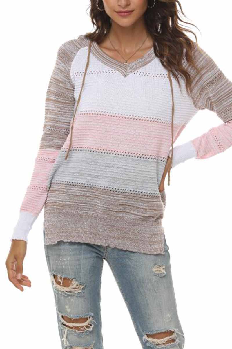 Striped Color-block Knitted Sweater