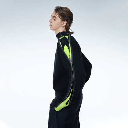 Neon Stripe Turtleneck Sweater