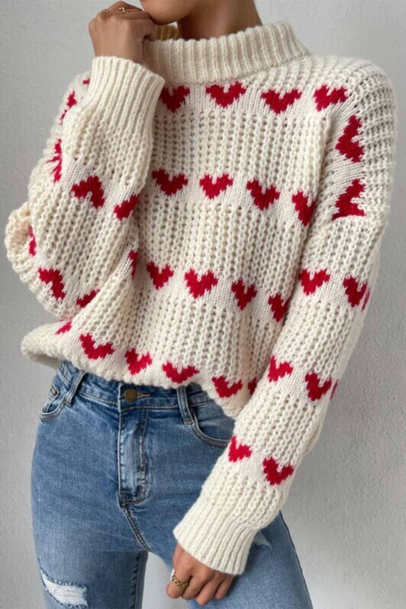 Heart Jacquard Knitted Sweater