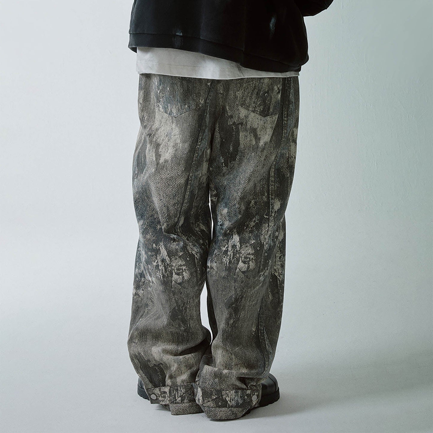 Acid Wash Straight-leg Pants
