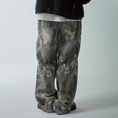 Acid Wash Straight-leg Pants