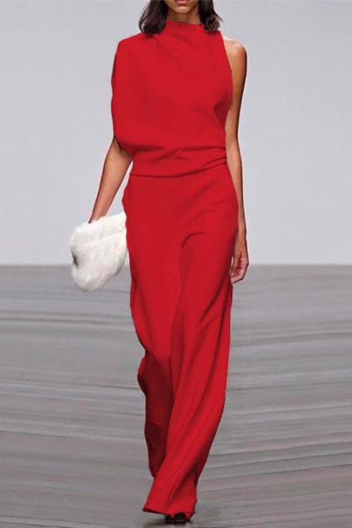 One Shoulder Wide Leg Jumpsuit