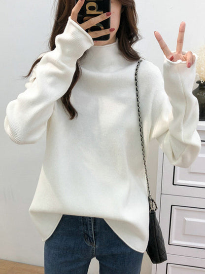 Purple Half Turtleneck Long Sleeve Sweater An1049