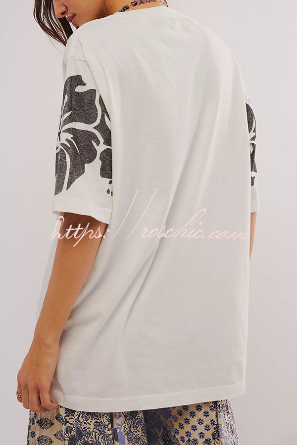 Print Loose Round Neck Short Sleeve T-shirt
