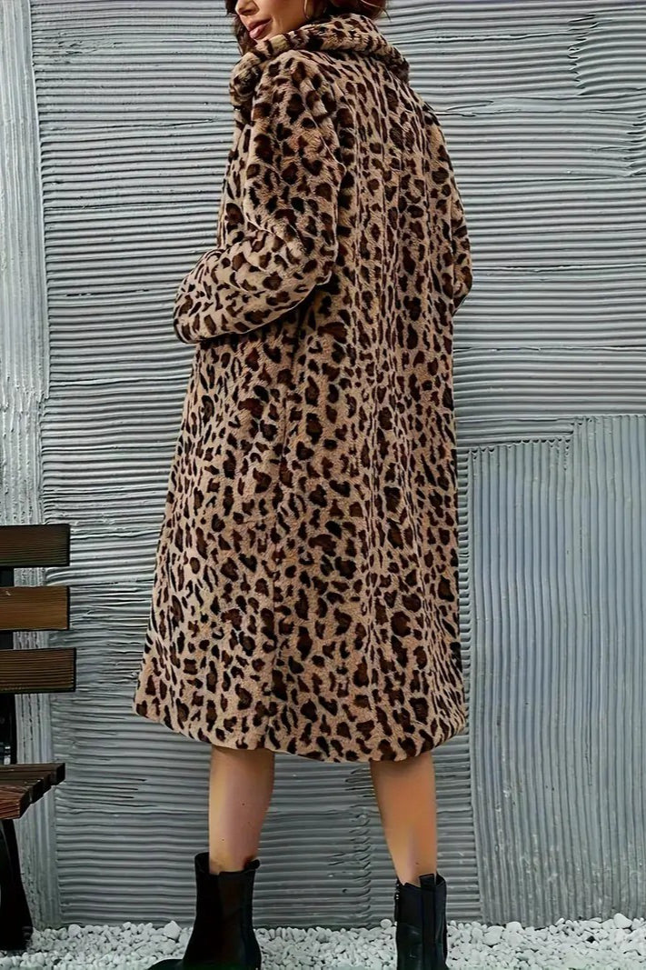 Leopard Print Fluffy Loose Mid-length Coat