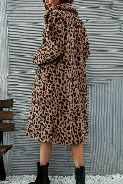 Leopard Print Fluffy Loose Mid-length Coat