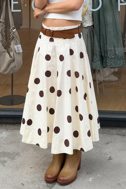 Polka Dot Flowy Long Skirt