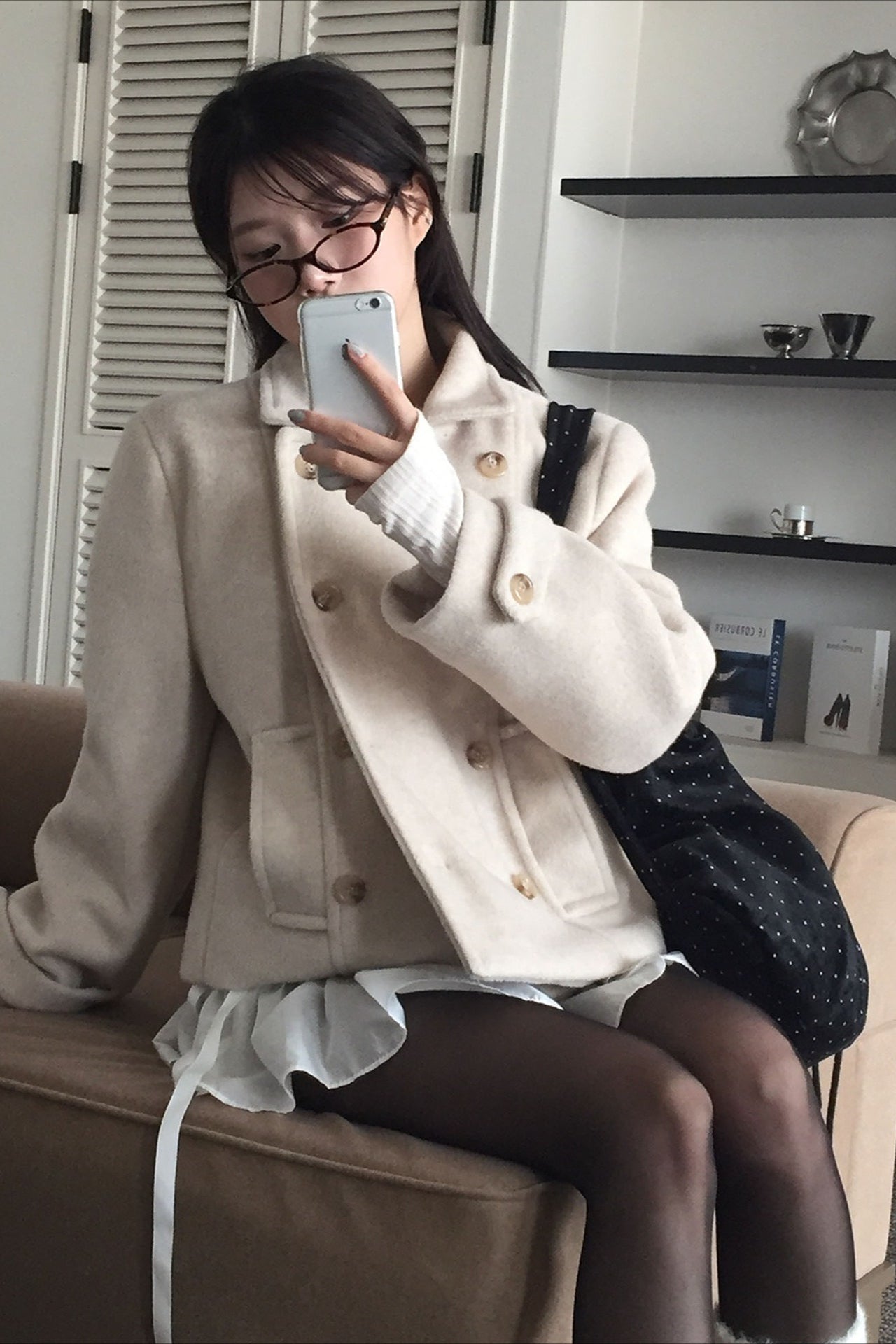 Preppy Fleece-lined Wool Blend Short Coat