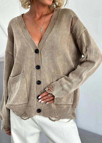 Distressed Washed Woolen Cardigan