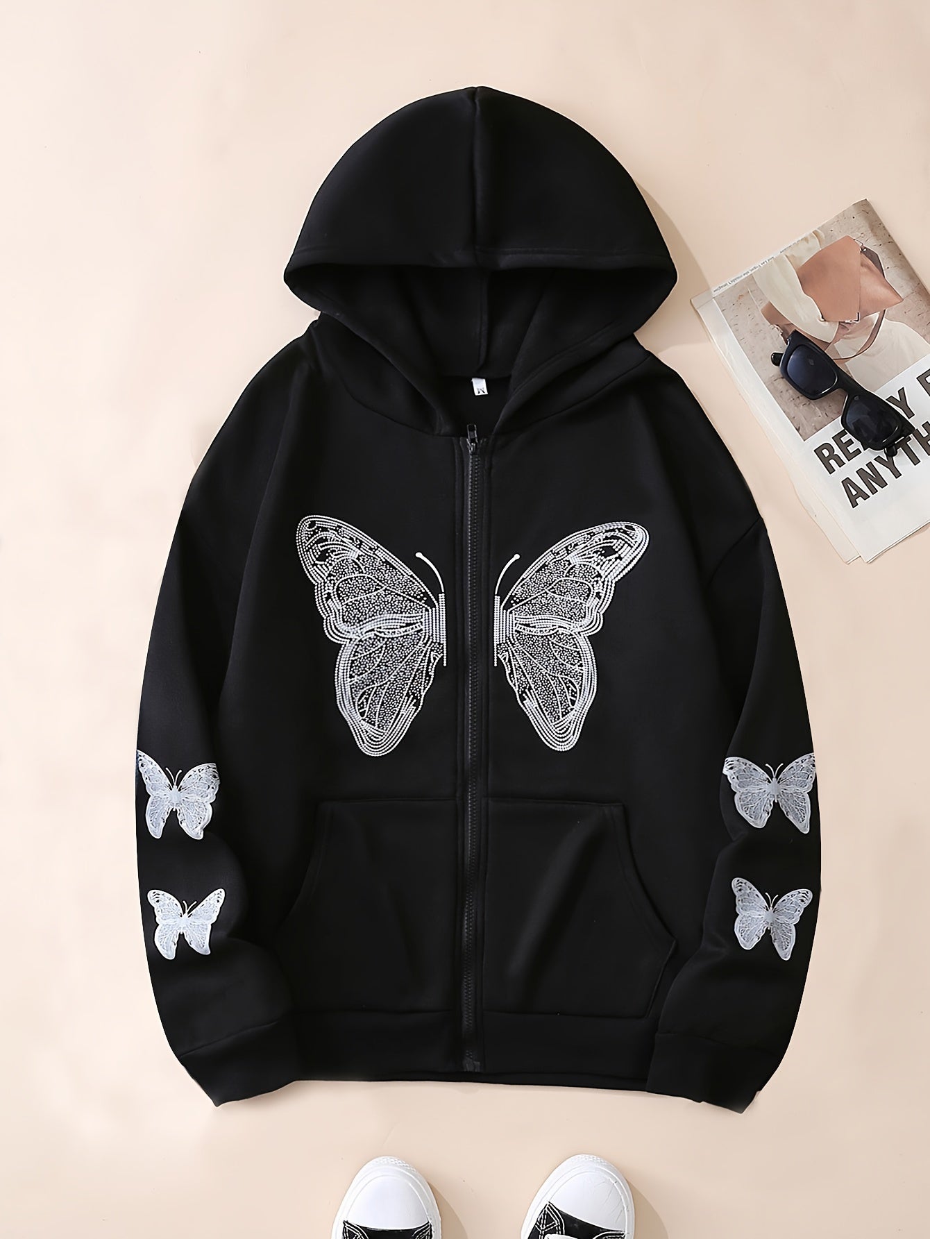 Y2k Long Sleeve Crew Neck Zip Up Hoodies Sweatshirts Od8741