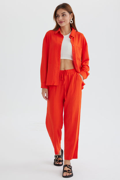 Long Sleeve Color Shirt Long Pants Set