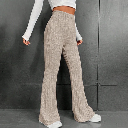 Fall New Wide Pit Stripe Knitted Wide-legged Pants for Keep Warm in Autumn and Winter Streetwea