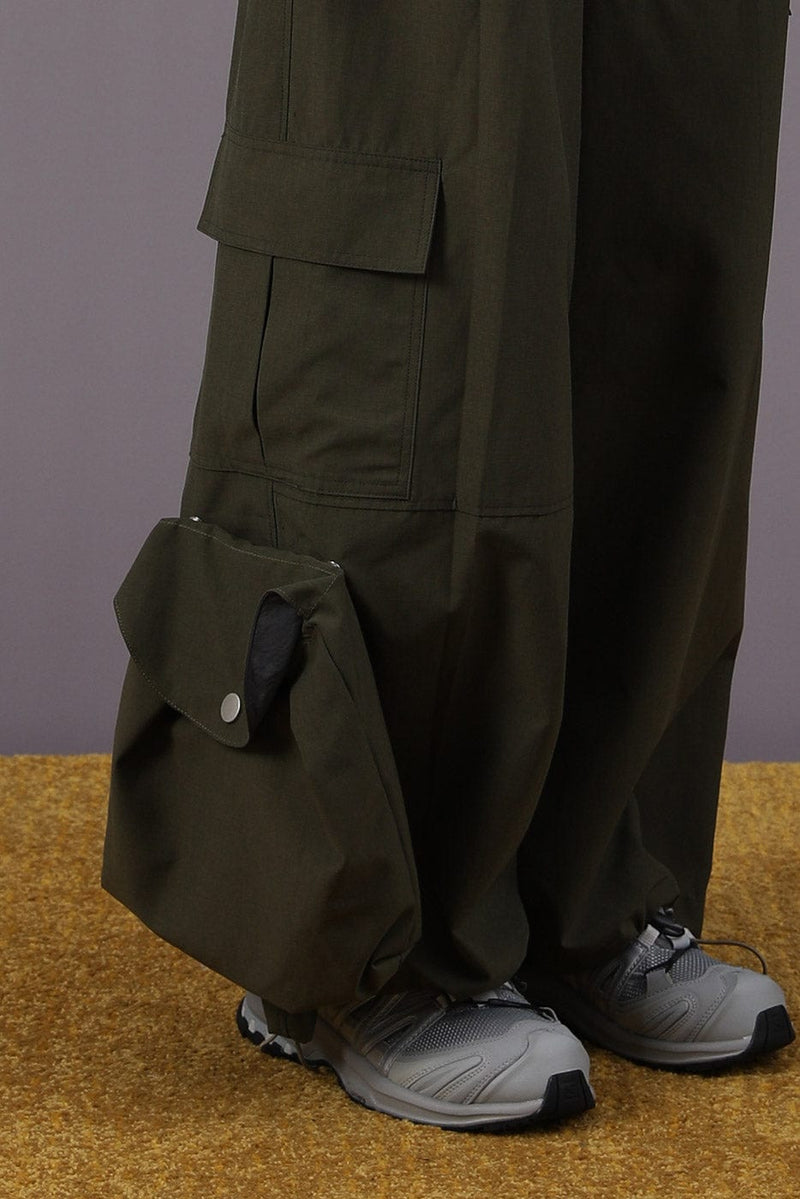 Detachable Pockets Wide-leg Cargo Pants