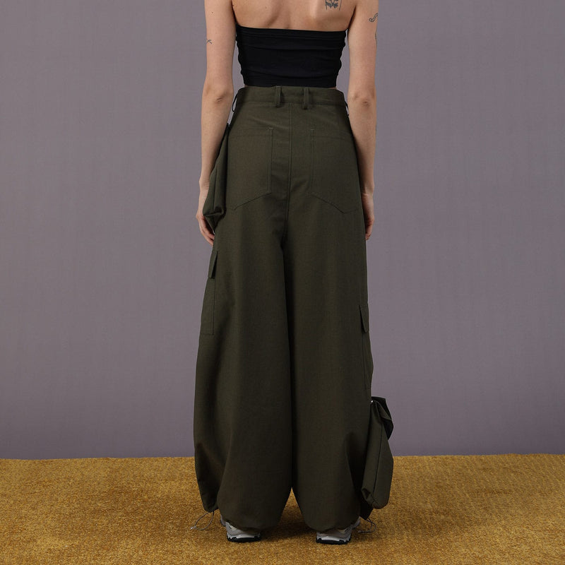 Detachable Pockets Wide-leg Cargo Pants