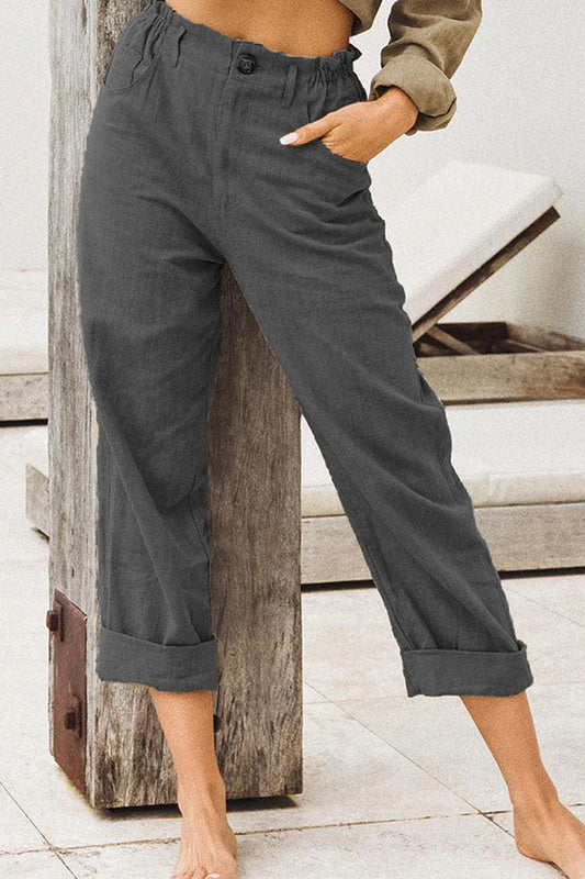 Color Cotton Linen Pants