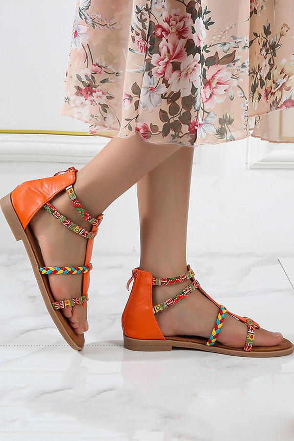 Style Patchwork Flat Sandals