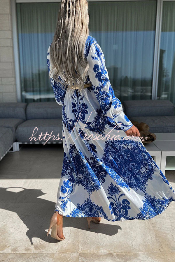 Sunshine on the Horizon Baroque Print Maxi Dress