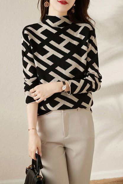 Autumn and Winter Letter Wool Sweater Foreign Style Jacquard Top Temperament Sweater