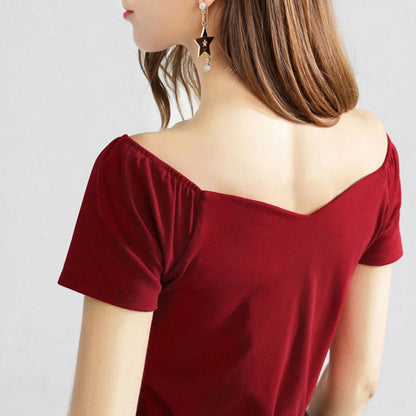 Spring Summer Style Cotton Blouses Shirts Short Sleeve V-neck Loose Blouses Tops Df3492
