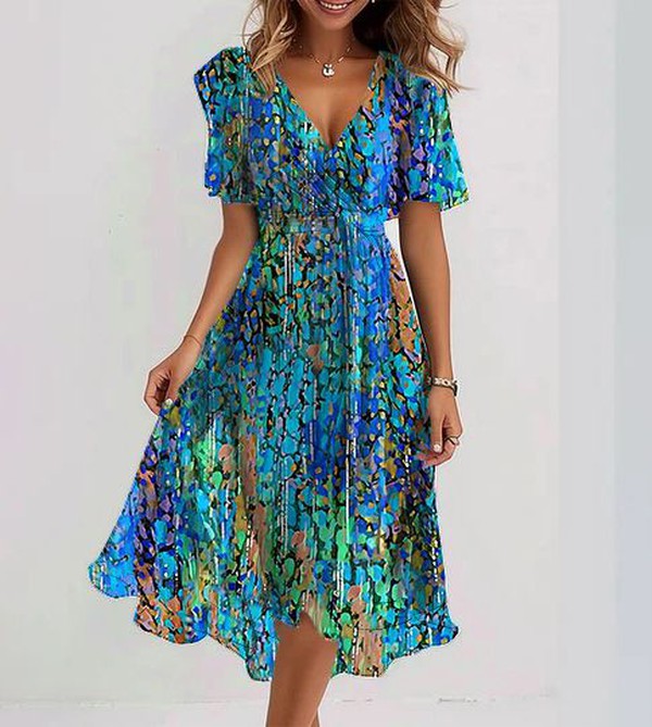 Kaycee – Blue Belle Modern Midi Dress