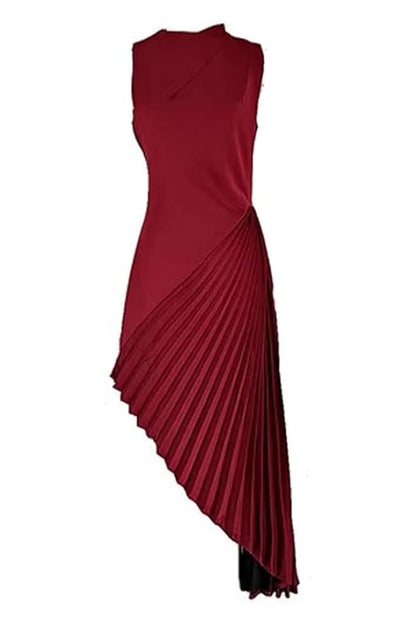 Sophia Asymmetric Pleated Midi Dress