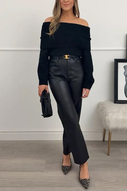 Off Shoulder Long Sleeves Slim Fit Sweater